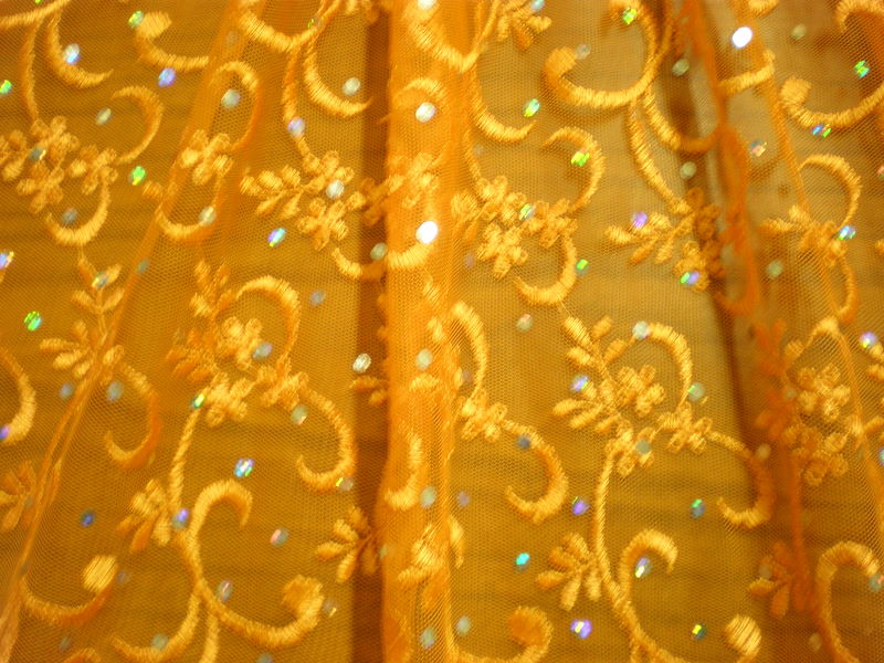 7.Orange Sequins Lace